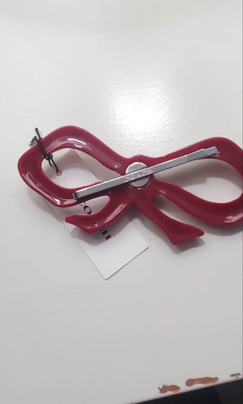 Coach Red Crystal Bow Hair Clip - Picture 2 of 3